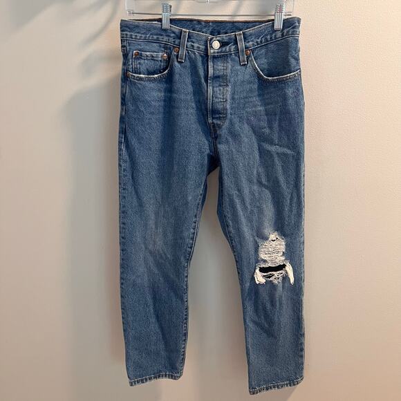 Levi’s Distressed Button Fly 501 Jeans Size 28 / 26 - Picture 1 of 11